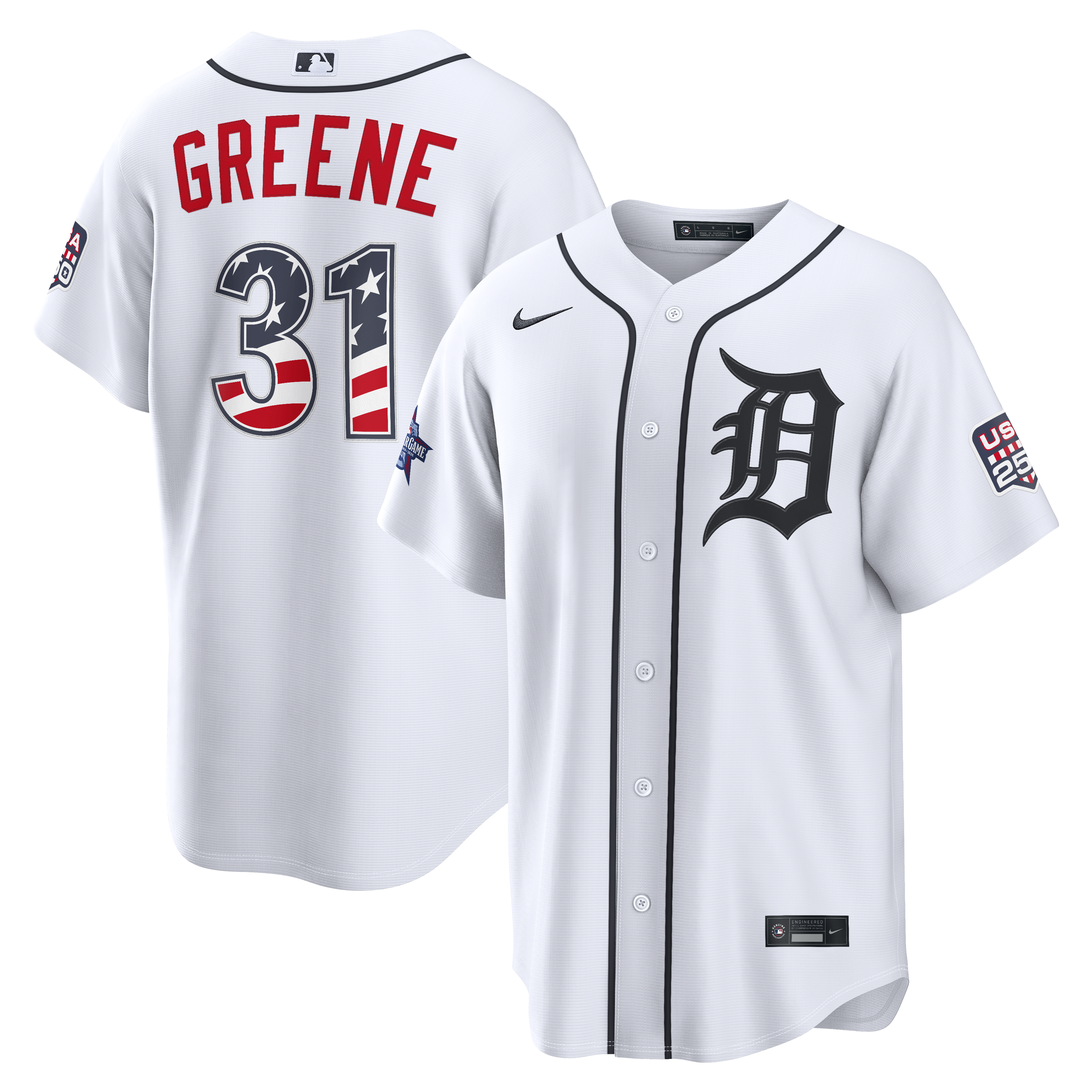 2026 All-Star Edition Stars & Stripes Men's Detroit Tigers Riley Greene Nike White Stadium Jersey - 2