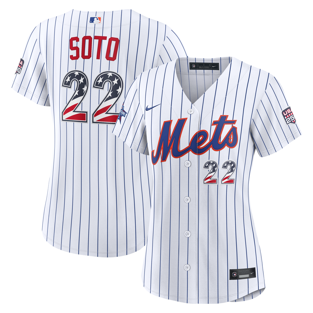 2026 All-Star Edition Stars & Stripes Women's New York Mets Juan Soto Nike White Stadium Jersey - 2