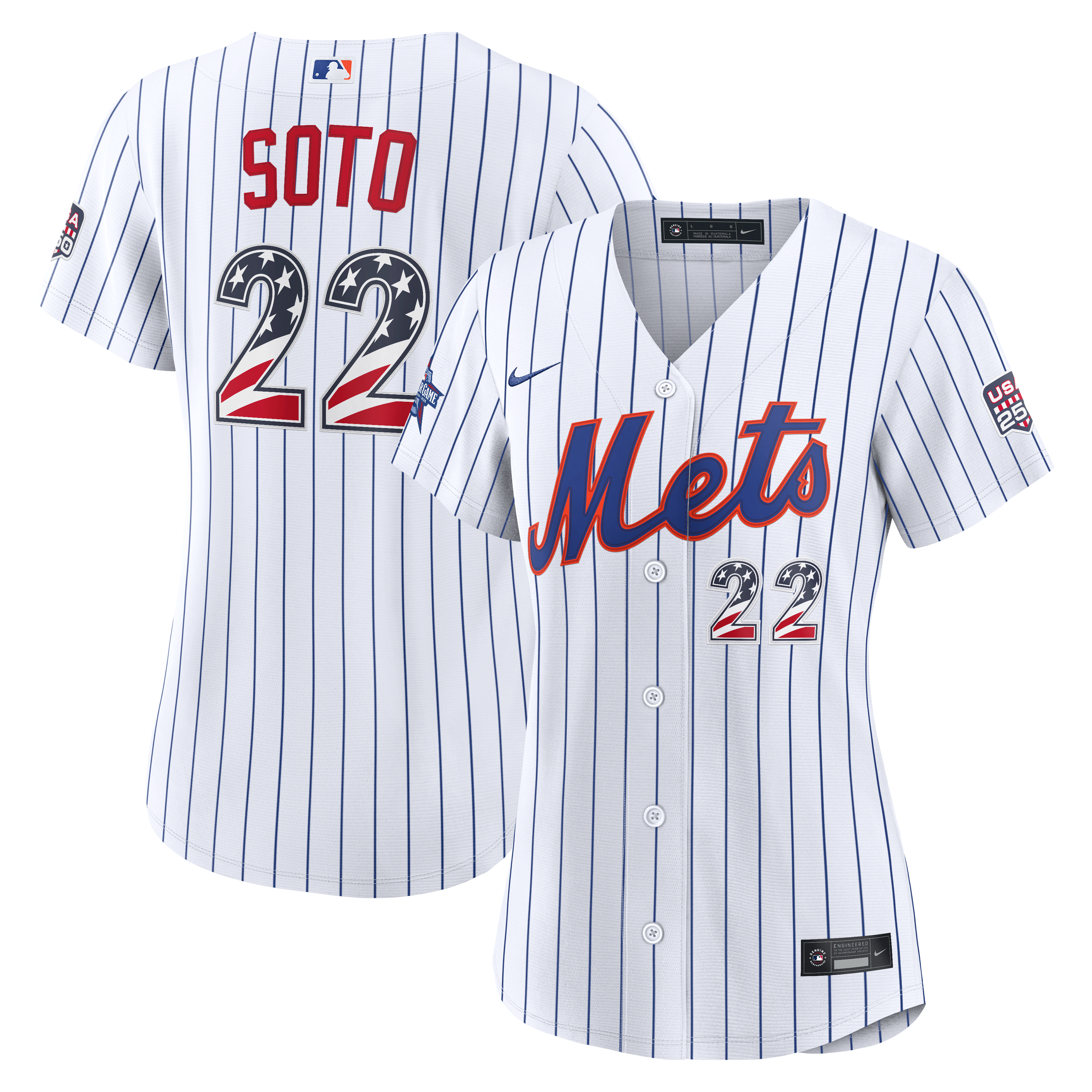 2026 All-Star Edition Stars & Stripes Women's New York Mets Juan Soto Nike White Stadium Jersey