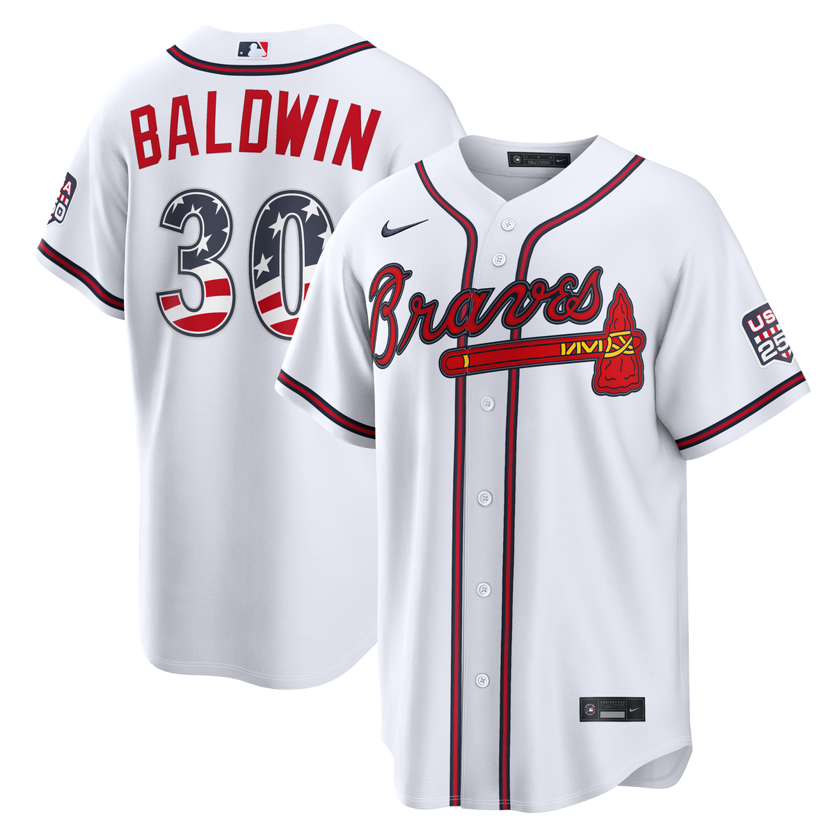 Fourth of July Men's Atlanta Braves Drake Baldwin Nike White USA 250 Stadium Jersey - 2