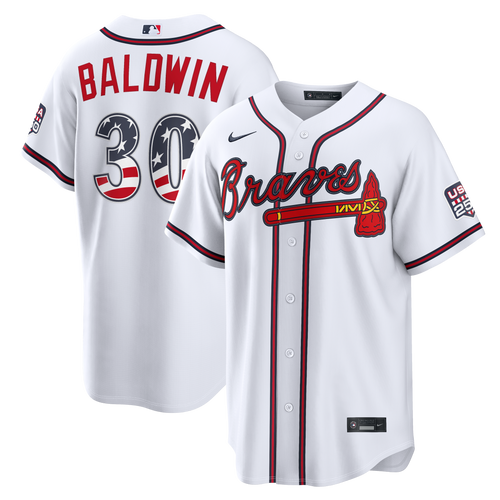 Fourth of July Men's Atlanta Braves Drake Baldwin Nike White USA 250 Stadium Jersey - 2