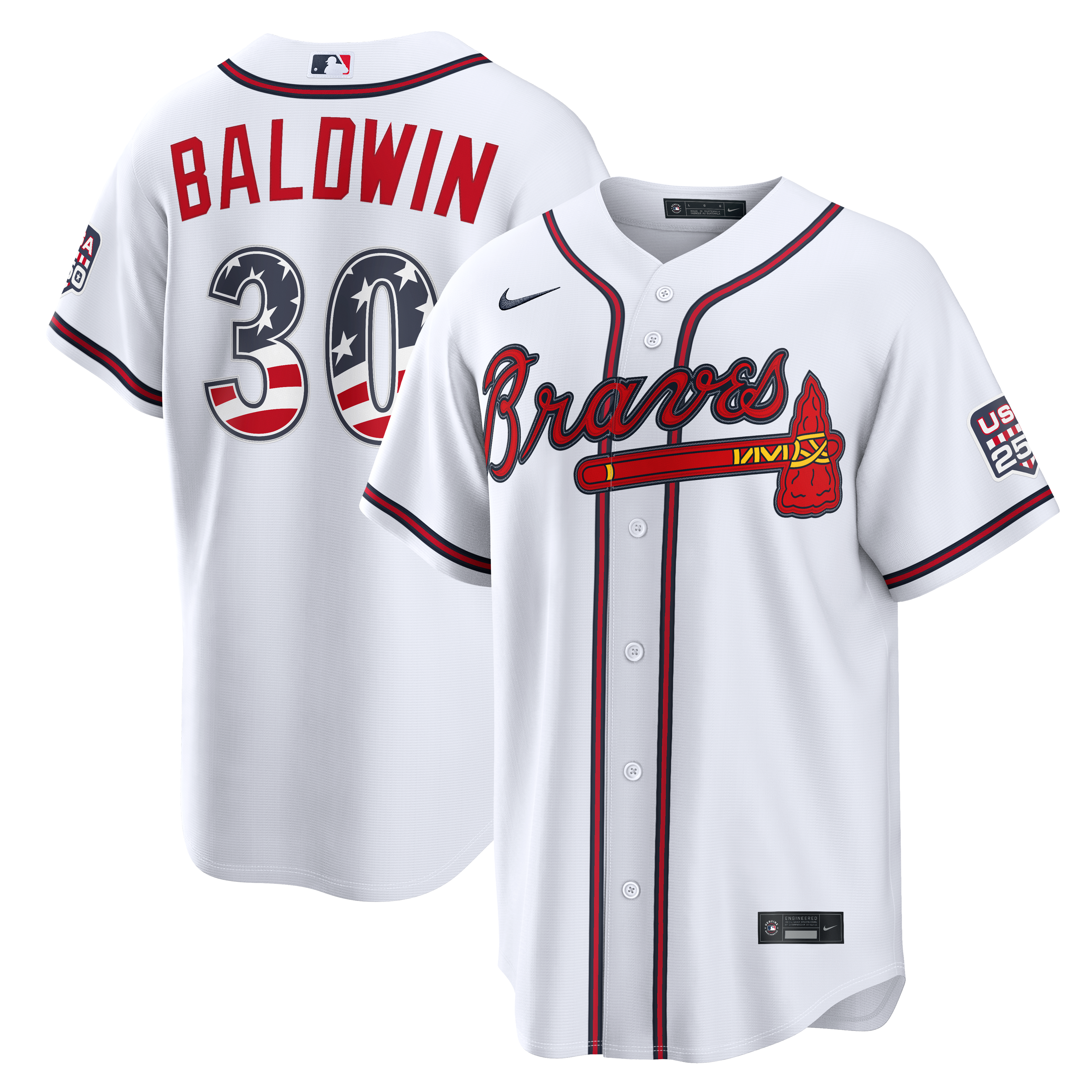 Fourth of July Men's Atlanta Braves Drake Baldwin Nike White USA 250 Stadium Jersey