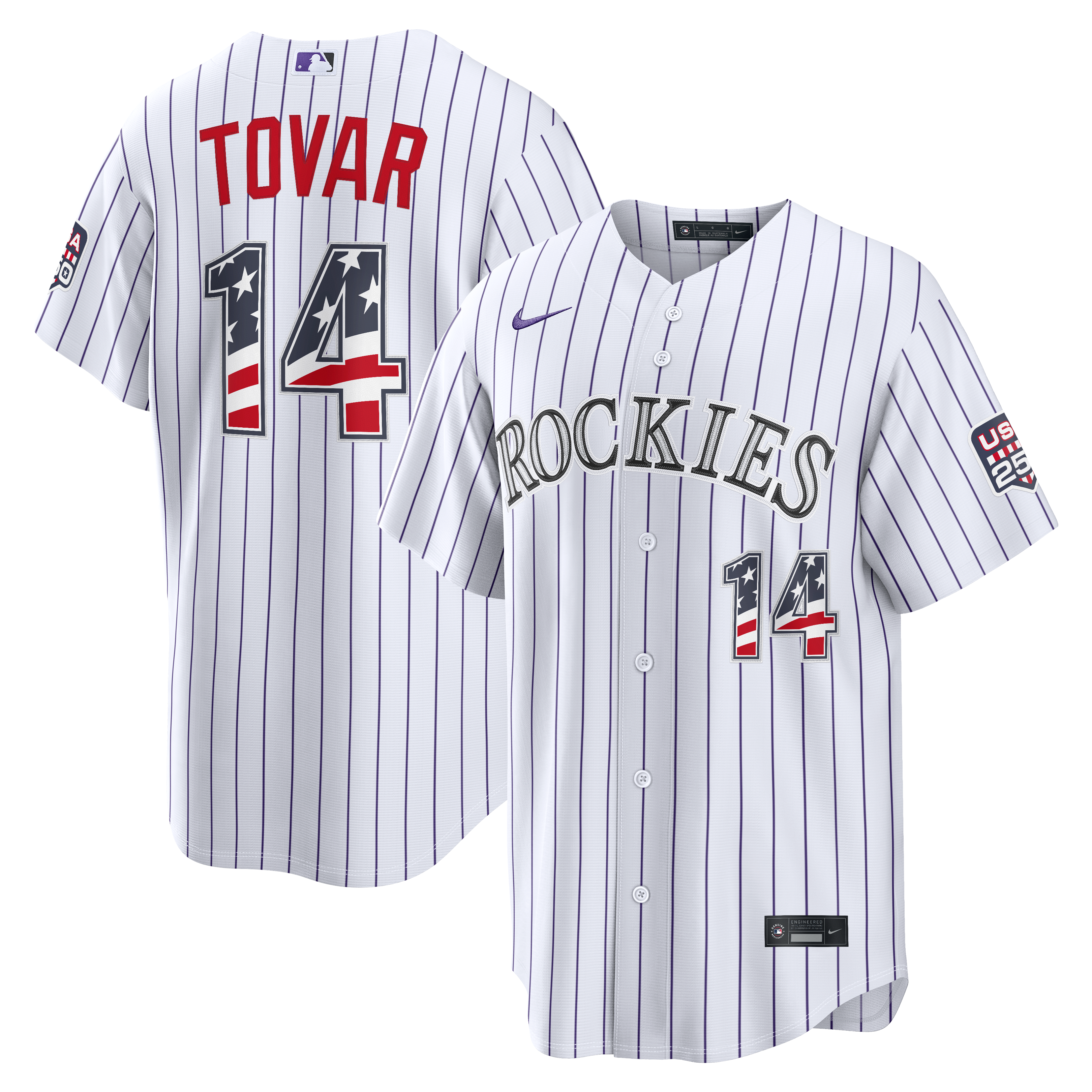 Fourth of July Men's Colorado Rockies Ezequiel Tovar Nike White USA 250 Stadium Jersey - 2