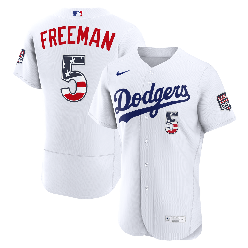 Fourth of July Men's Los Angeles Dodgers Freddie Freeman Nike White USA 250 Authentic Jersey - 2