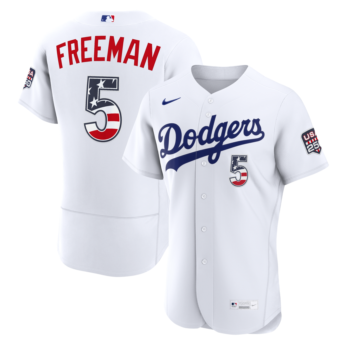 Fourth of July Men's Los Angeles Dodgers Freddie Freeman Nike White USA 250 Authentic Jersey - 2