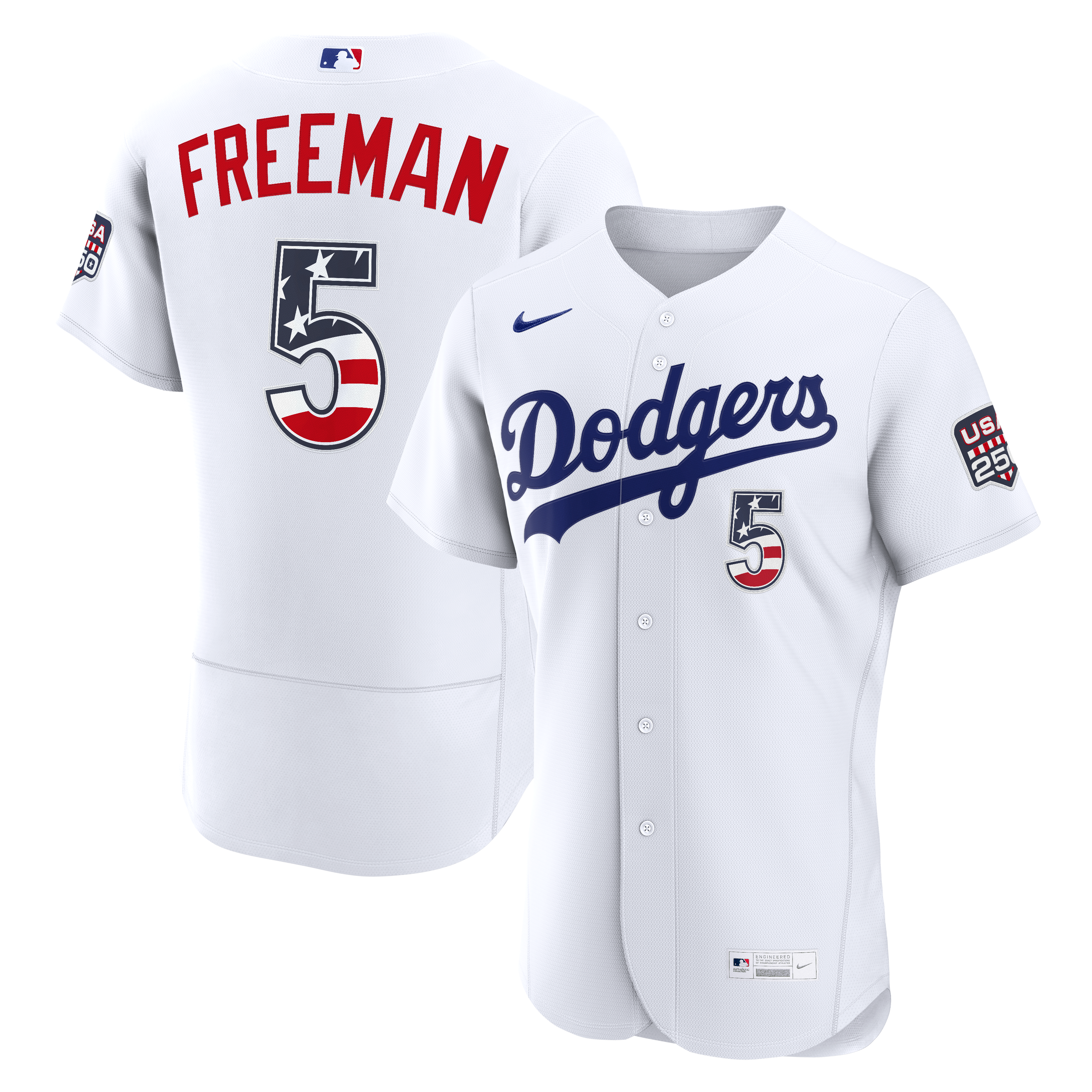 Fourth of July Men's Los Angeles Dodgers Freddie Freeman Nike White USA 250 Authentic Jersey