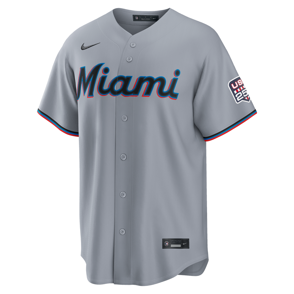 Fourth of July Men's Miami Marlins Kyle Stowers Nike Gray USA 250 Stadium Jersey - 3