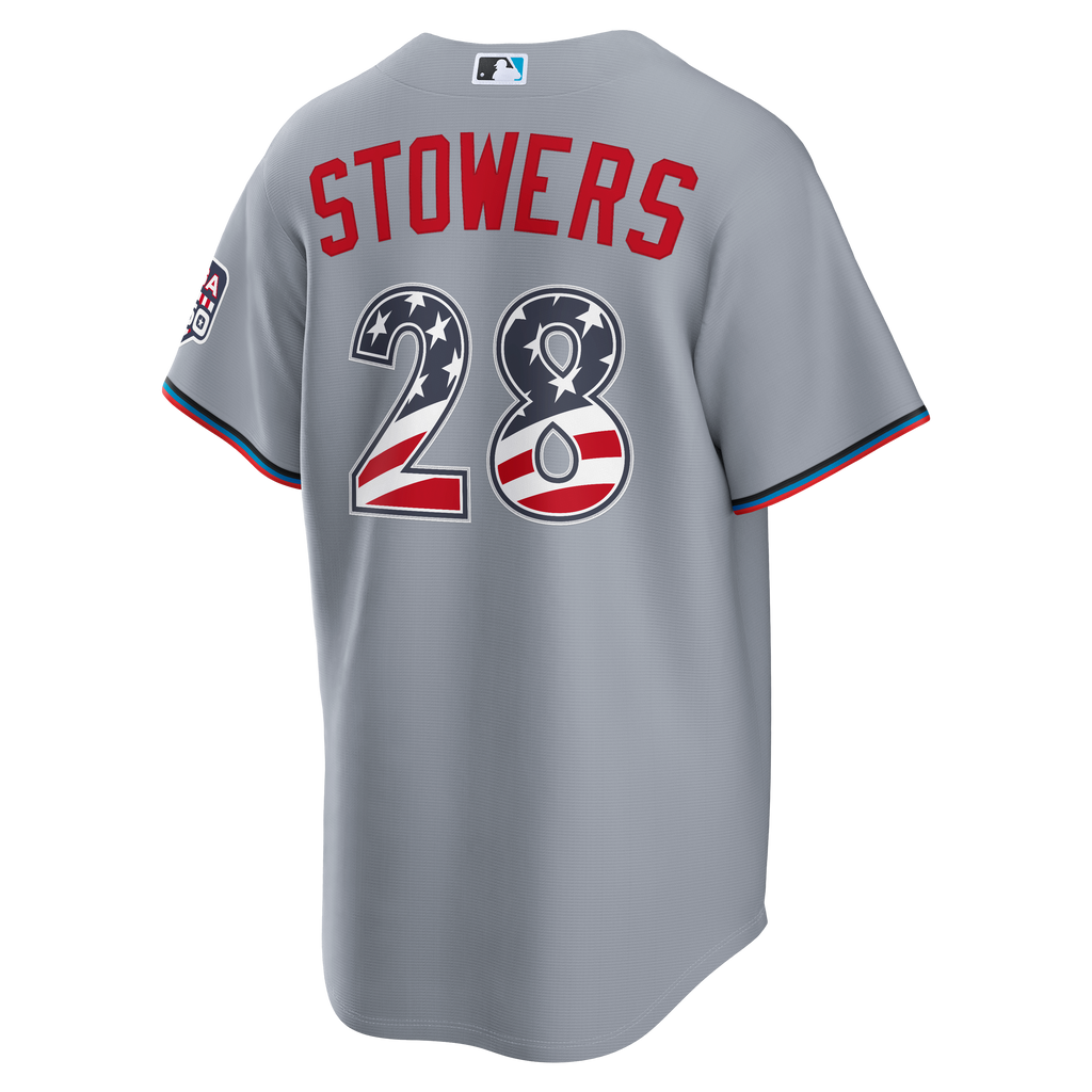 Fourth of July Men's Miami Marlins Kyle Stowers Nike Gray USA 250 Stadium Jersey - 4