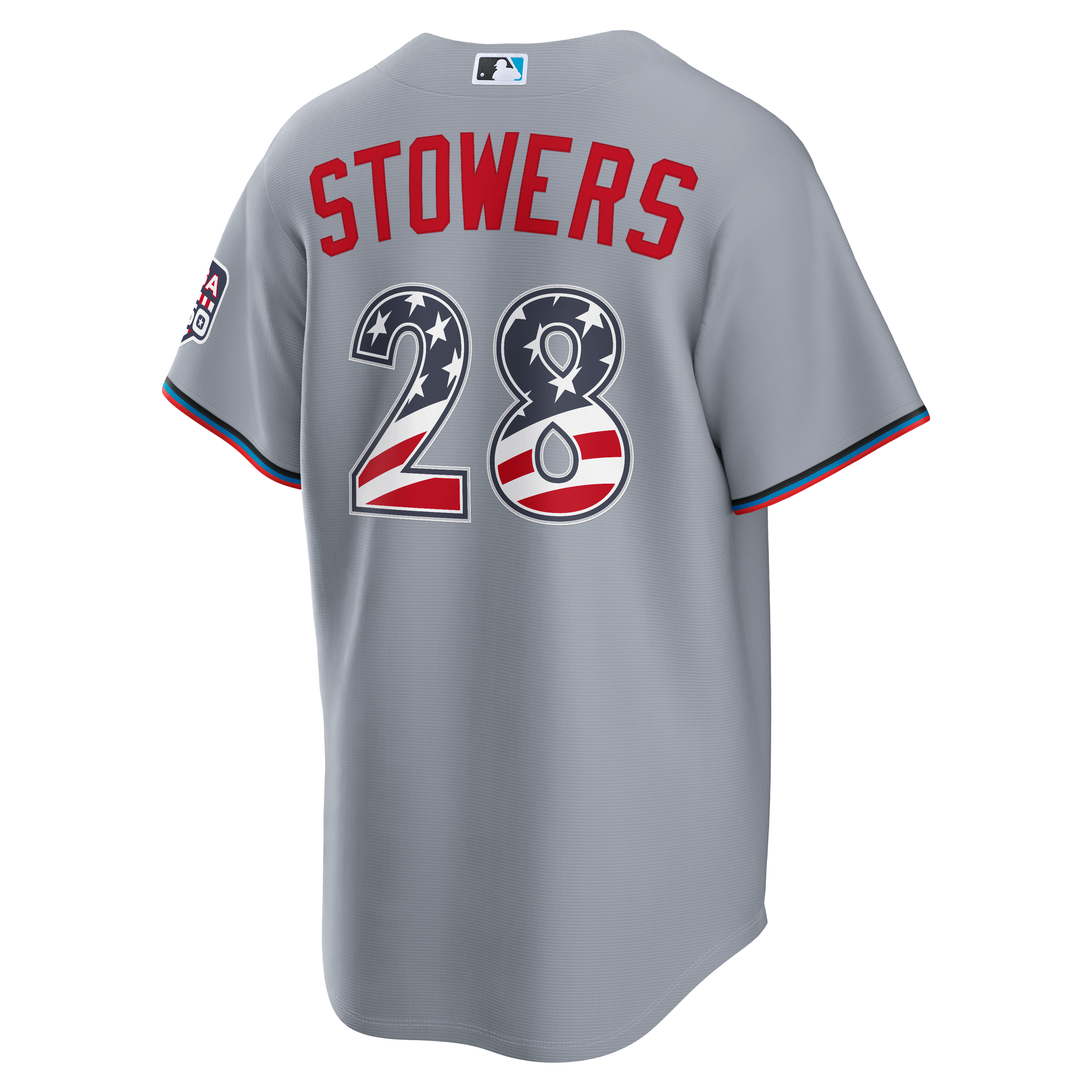 Fourth of July Men's Miami Marlins Kyle Stowers Nike Gray USA 250 Stadium Jersey - 4