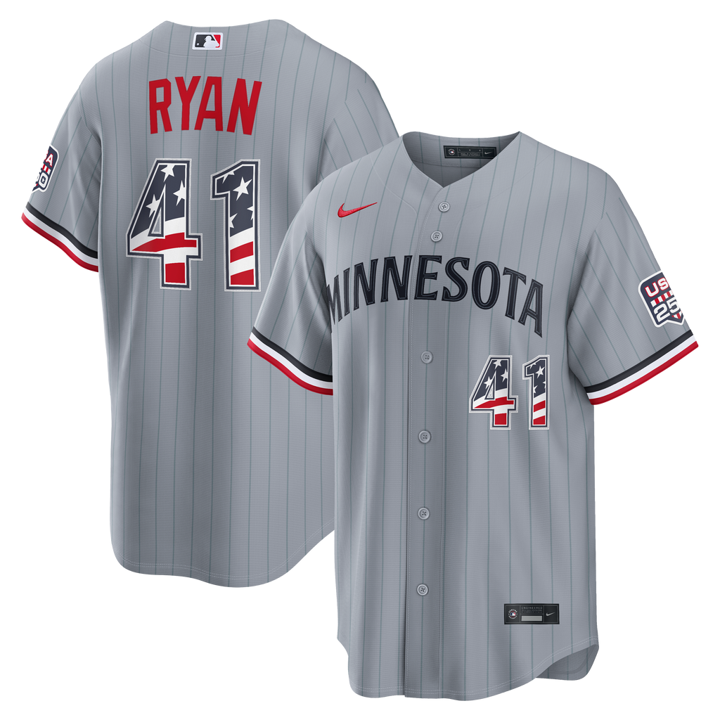 Fourth of July Men's Minnesota Twins Joe Ryan Nike Gray USA 250 Stadium Jersey - 2