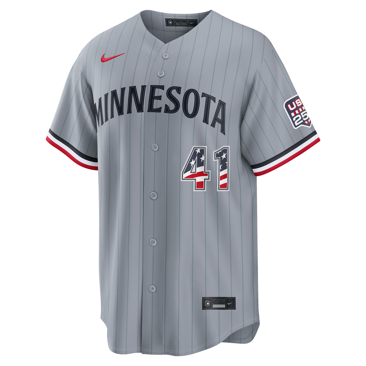 Fourth of July Men's Minnesota Twins Joe Ryan Nike Gray USA 250 Stadium Jersey - 3