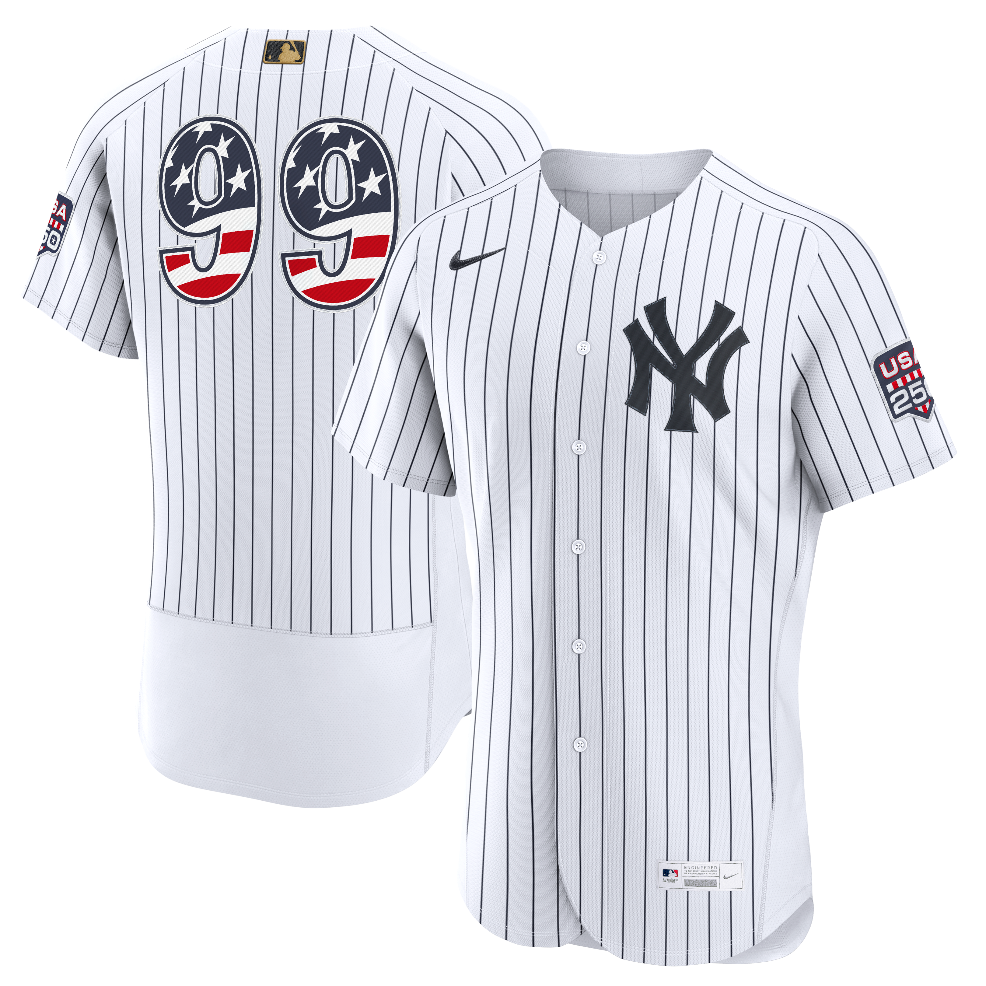 Fourth of July Men's New York Yankees Aaron Judge Nike White USA 250 Authentic Jersey - 2