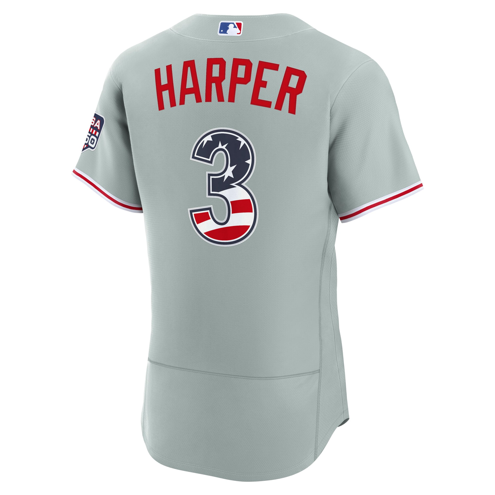 Fourth of July Men's Philadelphia Phillies Bryce Harper Nike Gray USA 250 Authentic Jersey - 4