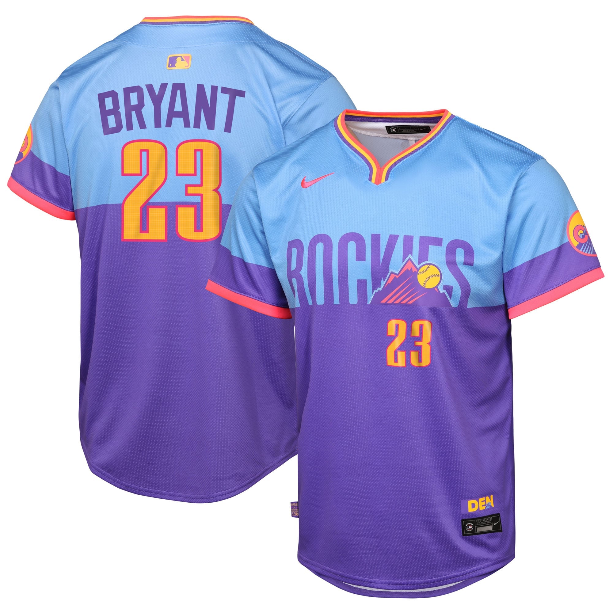Youth Colorado Rockies Kris Bryant Nike Purple/Light Blue 2025 City Connect Limited Player Jersey