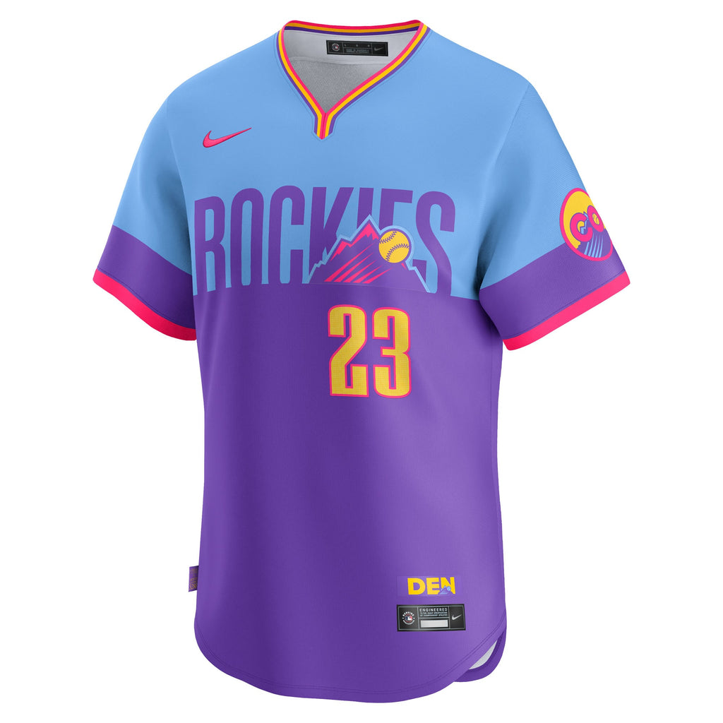 Men's Colorado Rockies Kris Bryant Nike Purple/Light Blue 2025 City Connect Limited Player Jersey - 3