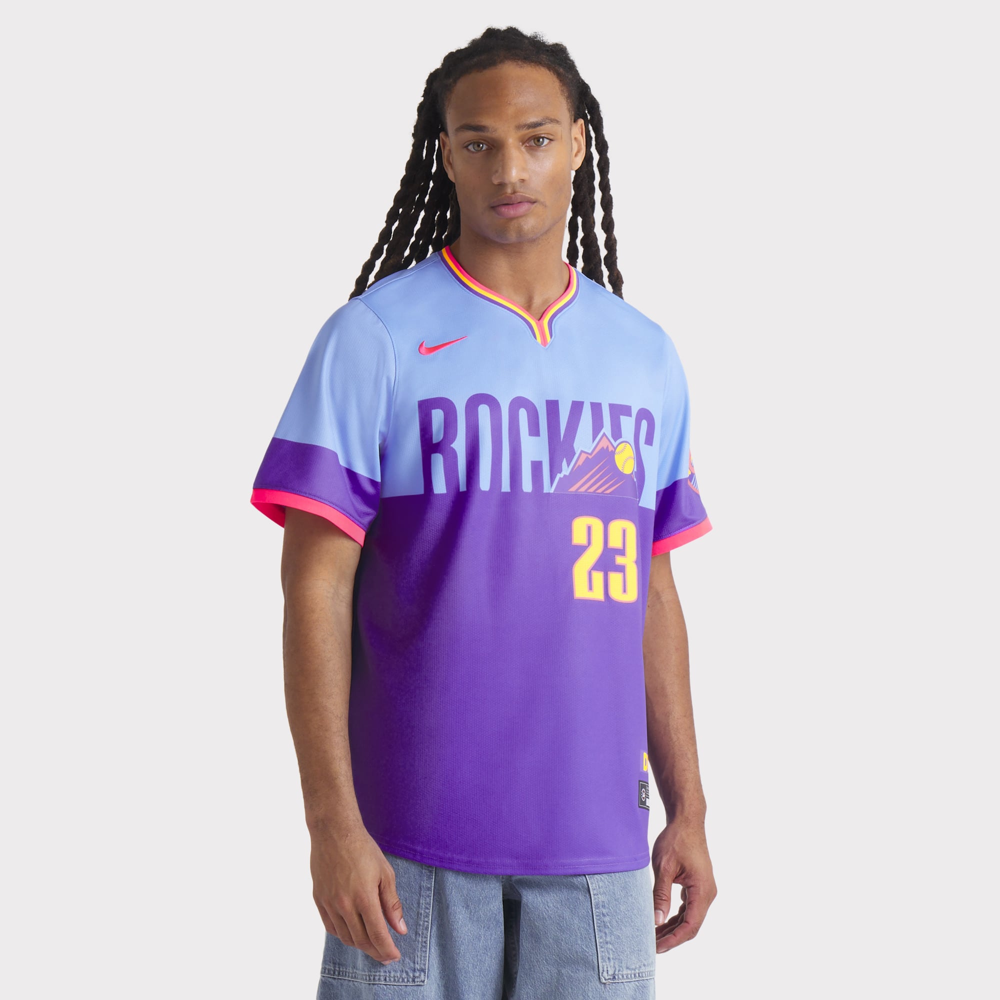 Men's Colorado Rockies Kris Bryant Nike Purple/Light Blue 2025 City Connect Limited Player Jersey - 5