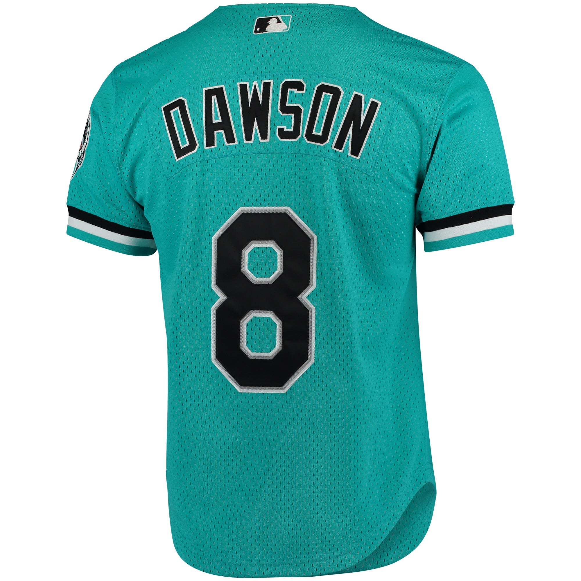 Men's Florida Marlins Andre Dawson Mitchell & Ness Teal Cooperstown Collection Mesh Batting Practice Button-Up Jersey - 5
