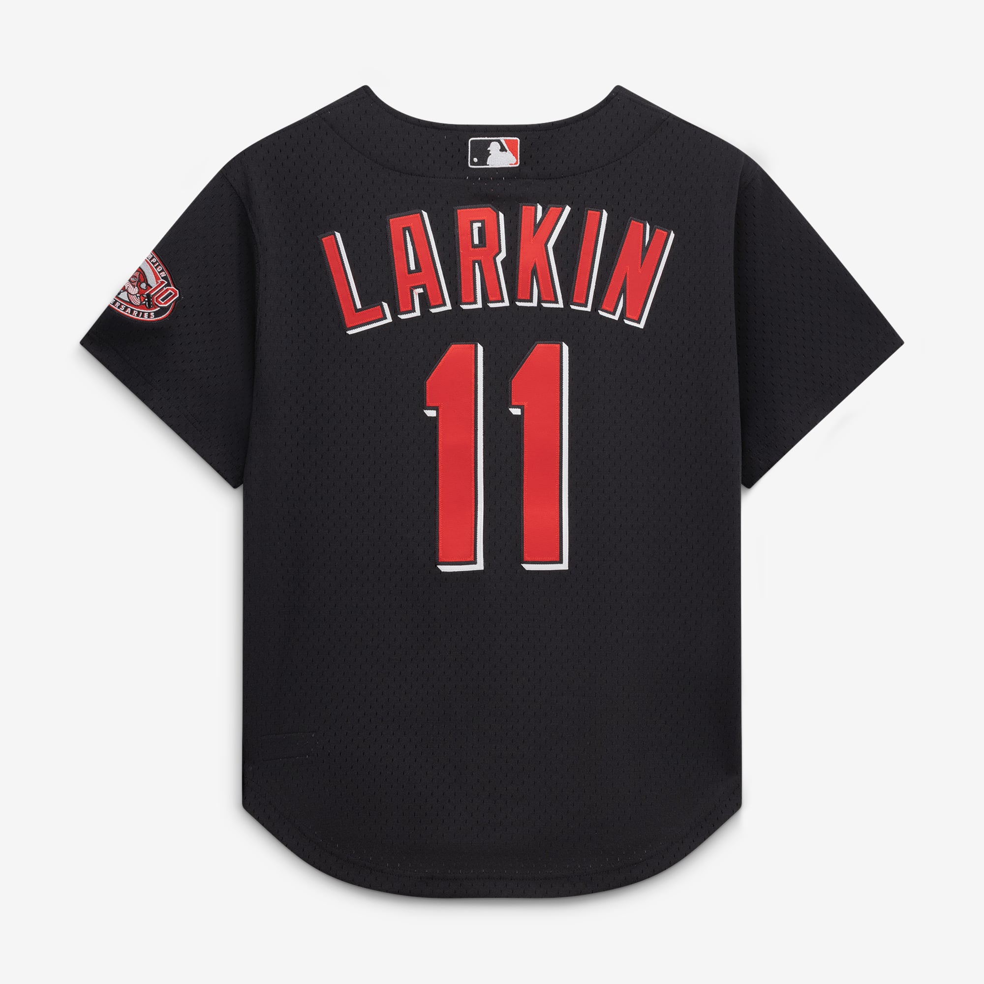 Men's Cincinnati Reds Barry Larkin Mitchell & Ness Black Cooperstown Collection Mesh Batting Practice Button-Up Jersey - 4