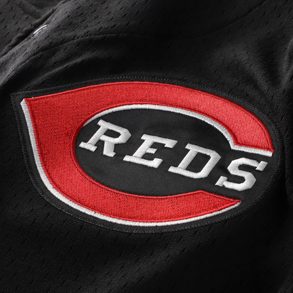 Men's Cincinnati Reds Barry Larkin Mitchell & Ness Black Cooperstown Collection Mesh Batting Practice Button-Up Jersey - 5