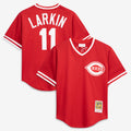 Men's Cincinnati Reds Barry Larkin Mitchell & Ness Red Authentic Batting Practice Jersey