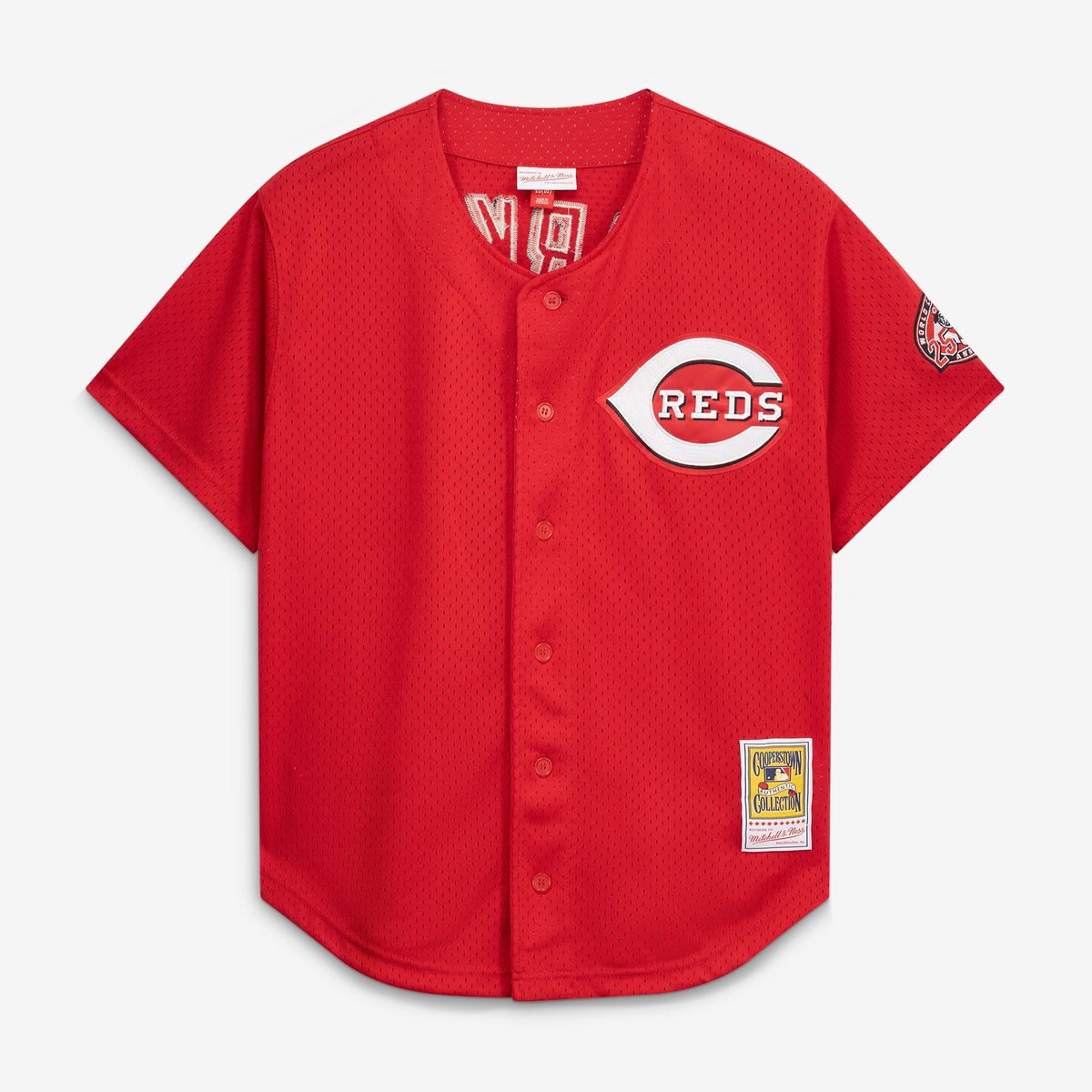 Men's Cincinnati Reds Barry Larkin Mitchell & Ness Red Throwback Cooperstown Mesh Batting Practice Jersey - 3