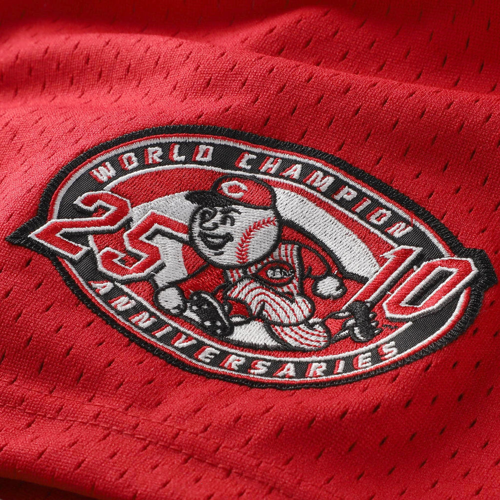 Men's Cincinnati Reds Barry Larkin Mitchell & Ness Red Throwback Cooperstown Mesh Batting Practice Jersey - 7