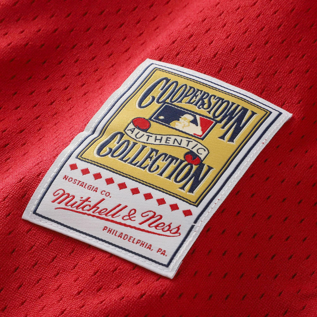 Men's Cincinnati Reds Barry Larkin Mitchell & Ness Red Throwback Cooperstown Mesh Batting Practice Jersey - 9
