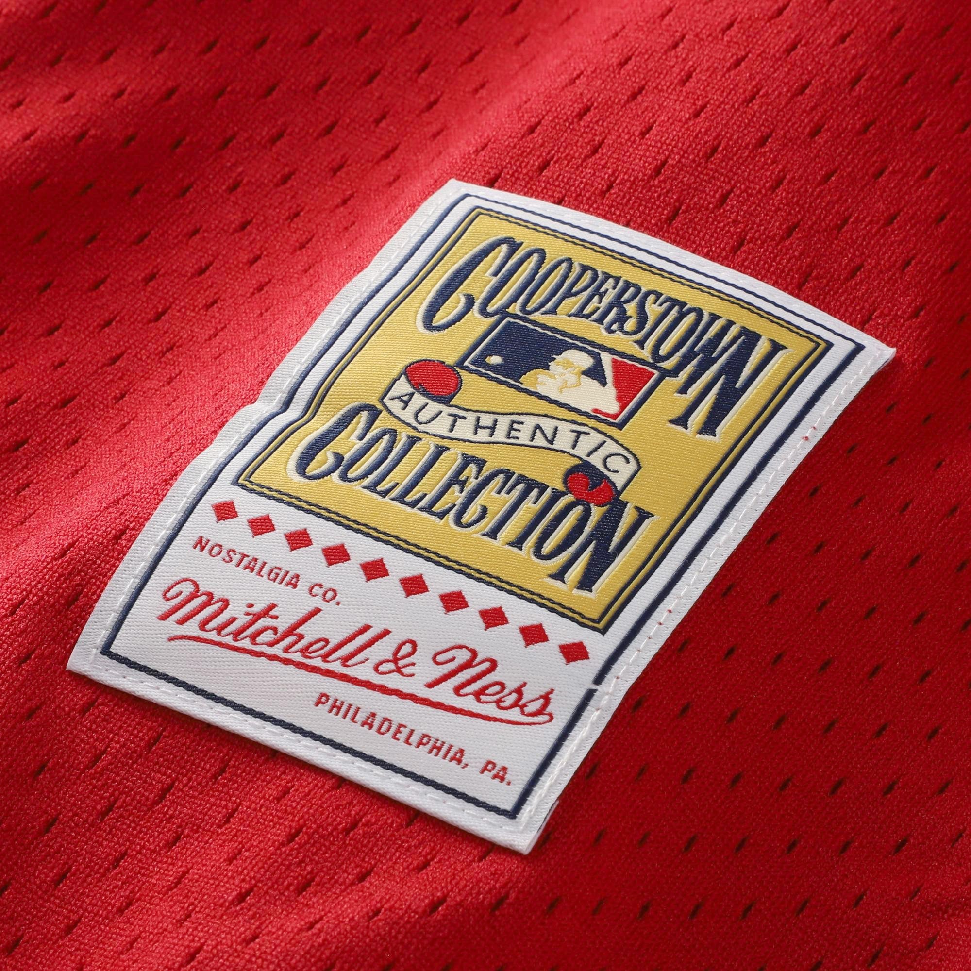 Men's Cincinnati Reds Barry Larkin Mitchell & Ness Red Throwback Cooperstown Mesh Batting Practice Jersey - 9