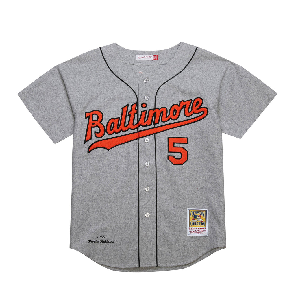 Men's Baltimore Orioles Brooks Robinson Mitchell & Ness Gray Cooperstown Collection 1966 Authentic Jersey - 3