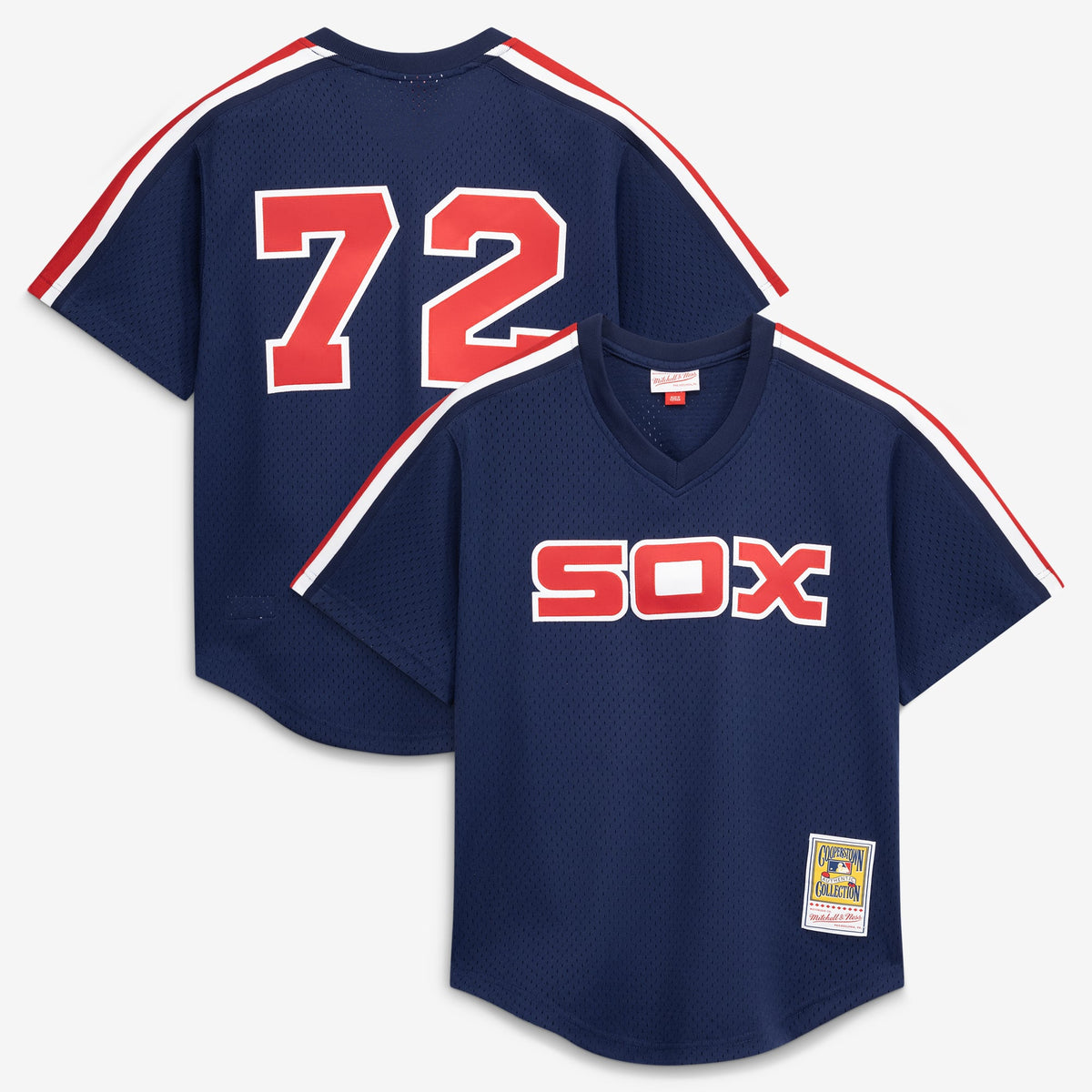 Men's Chicago White Sox Carlton Fisk Mitchell & Ness Navy Authentic Batting Practice Jersey
