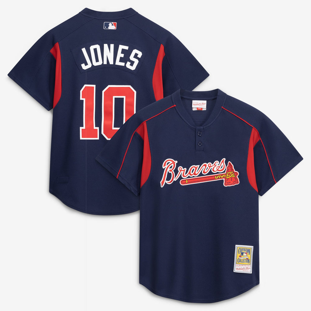Men's Atlanta Braves Chipper Jones Mitchell & Ness Navy Authentic Batting Practice Jersey