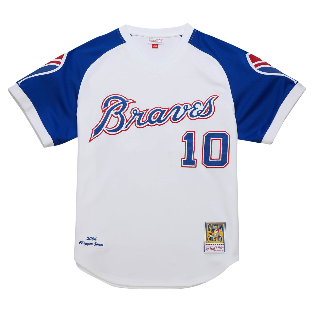 Men's Atlanta Braves Chipper Jones Mitchell & Ness White 2004 Cooperstown Collection Authentic Throwback Jersey - 3