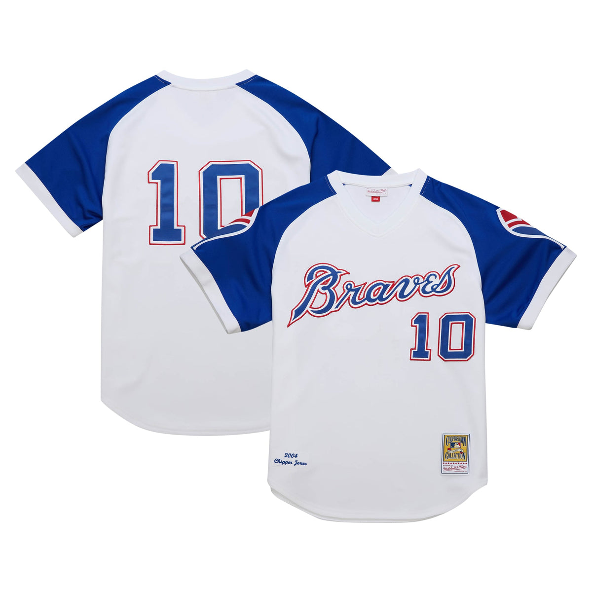 Men's Atlanta Braves Chipper Jones Mitchell & Ness White 2004 Cooperstown Collection Authentic Throwback Jersey