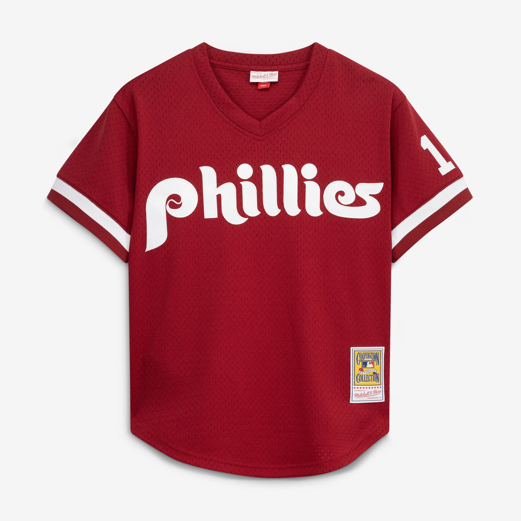 Men's Philadelphia Phillies Darren Daulton Mitchell & Ness Scarlet Authentic Batting Practice Jersey - 3