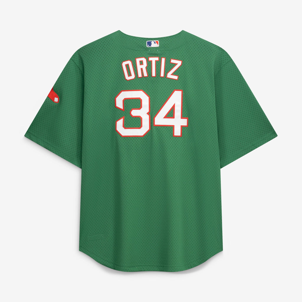 Men's Boston Red Sox David Ortiz Mitchell & Ness Kelly Green Big & Tall Cooperstown Collection Mesh Batting Practice Jersey - 3