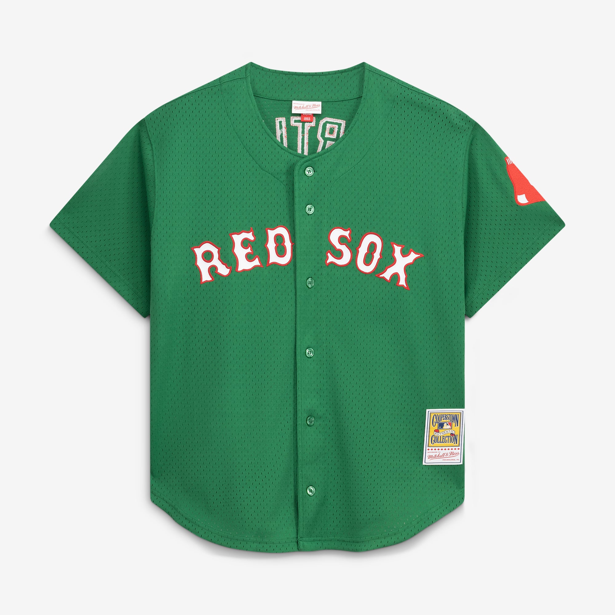 Men's Boston Red Sox David Ortiz Mitchell & Ness Kelly Green Cooperstown Collection Mesh Batting Practice Jersey - 3