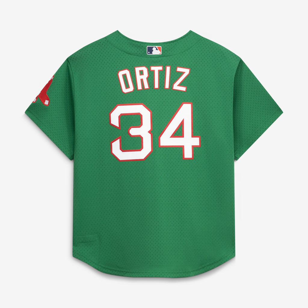 Men's Boston Red Sox David Ortiz Mitchell & Ness Kelly Green Cooperstown Collection Mesh Batting Practice Jersey - 4