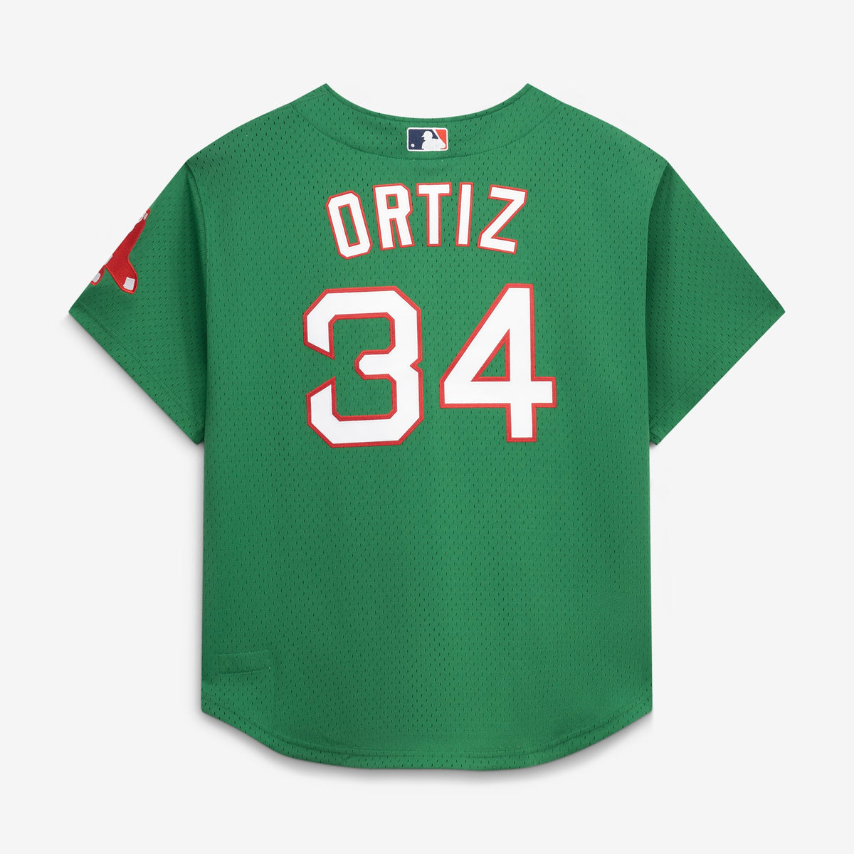 Men's Boston Red Sox David Ortiz Mitchell & Ness Kelly Green Cooperstown Collection Mesh Batting Practice Jersey - 4