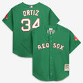 Men's Boston Red Sox David Ortiz Mitchell & Ness Kelly Green Cooperstown Collection Mesh Batting Practice Jersey