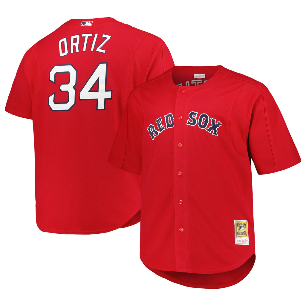 Men's Boston Red Sox David Ortiz Mitchell & Ness Red Big & Tall Cooperstown Mesh Batting Practice Jersey - 2