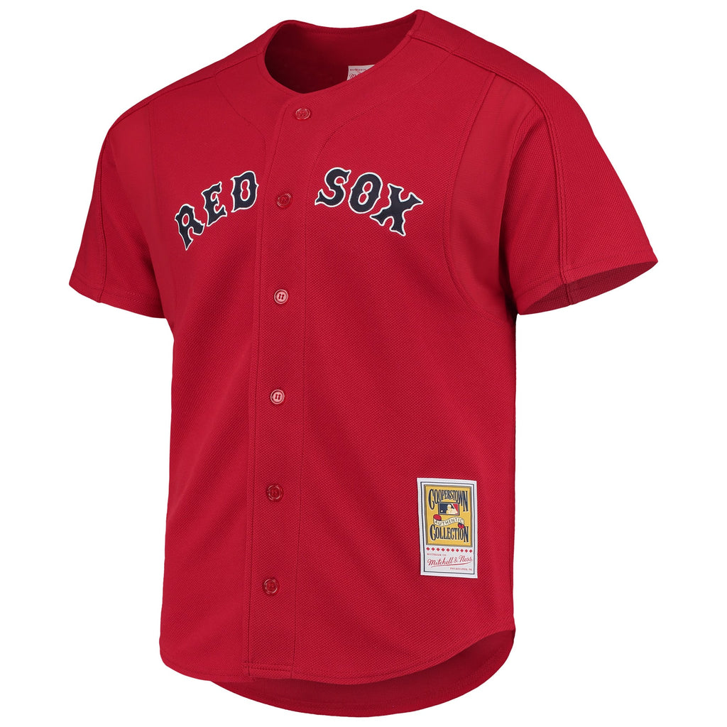 Men's Boston Red Sox David Ortiz Mitchell & Ness Red Cooperstown Collection Mesh Batting Practice Button-Up Jersey - 3