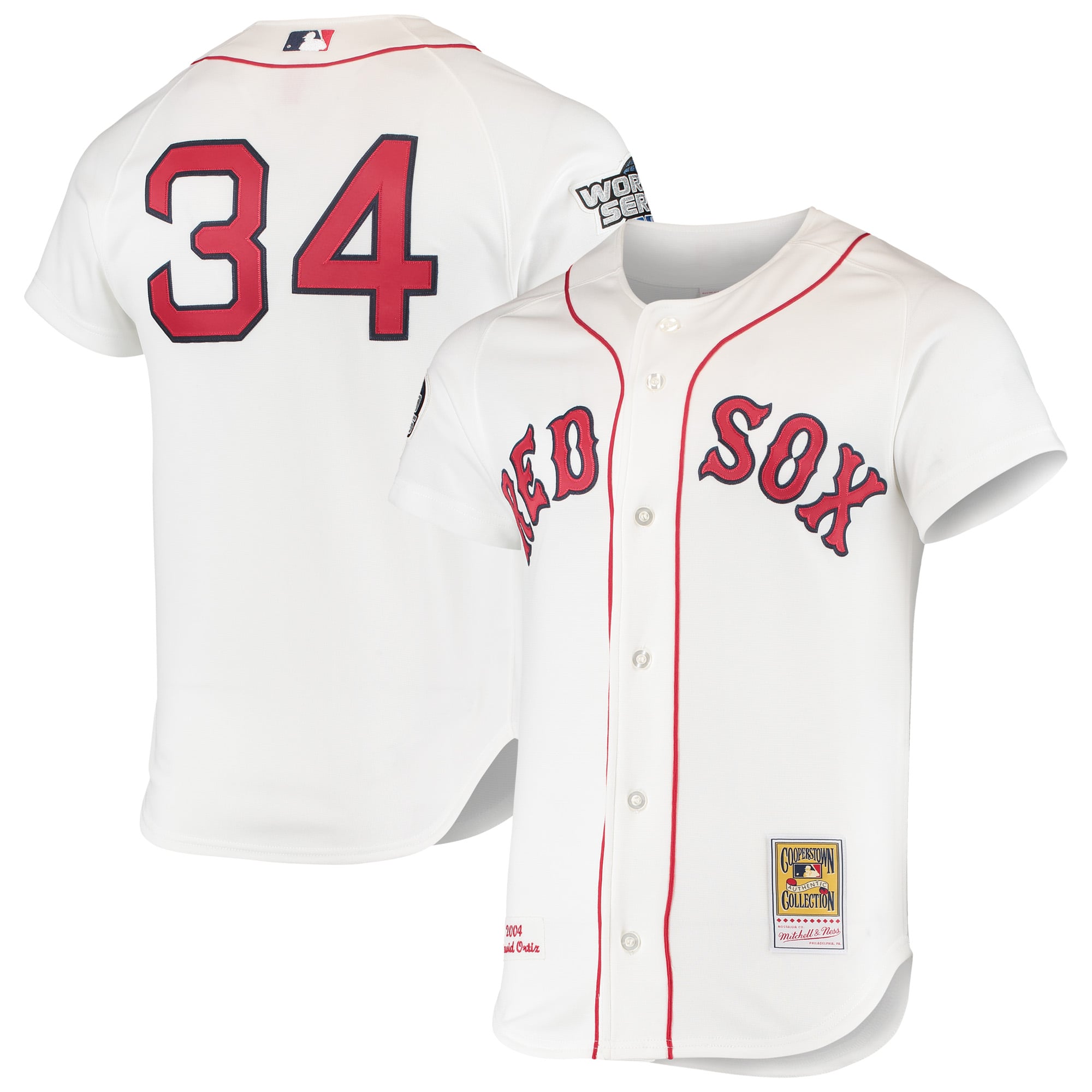 Men's Boston Red Sox David Ortiz Mitchell & Ness White 2004 Cooperstown Collection Home Authentic Jersey - 2
