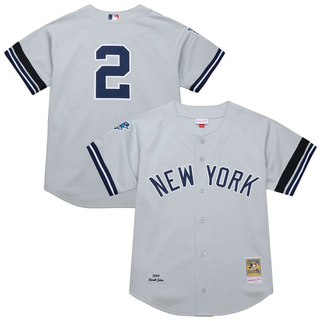 Men's New York Yankees Derek Jeter Mitchell & Ness Gray Cooperstown Collection 2000 World Series Authentic Jersey - 2