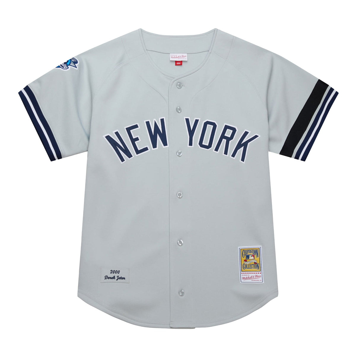 Men's New York Yankees Derek Jeter Mitchell & Ness Gray Cooperstown Collection 2000 World Series Authentic Jersey - 3