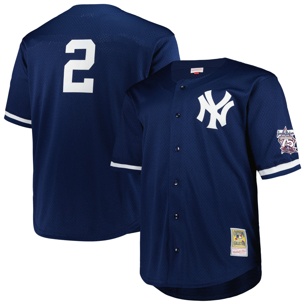 Men's New York Yankees Derek Jeter Mitchell & Ness Navy Big & Tall Cooperstown Mesh Batting Practice Jersey