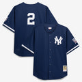 Men's New York Yankees Derek Jeter Mitchell & Ness Navy Cooperstown Collection Mesh Batting Practice Button-Up Jersey