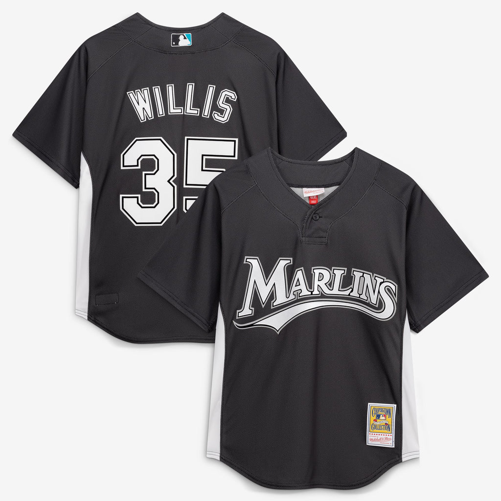Men's Florida Marlins Dontrelle Willis Mitchell & Ness Black Authentic Batting Practice Jersey