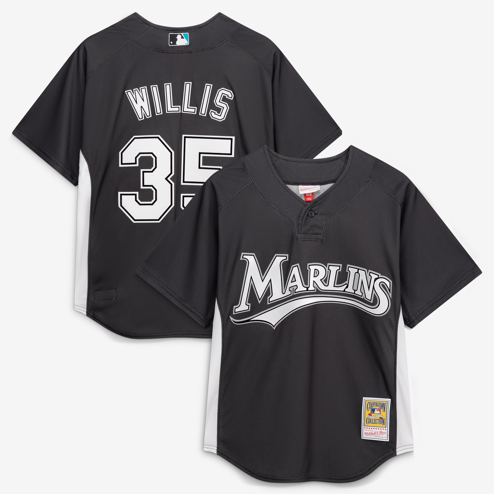 Men's Florida Marlins Dontrelle Willis Mitchell & Ness Black Authentic Batting Practice Jersey
