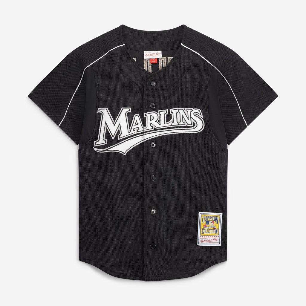 Men's Florida Marlins Dontrelle Willis Mitchell & Ness Black Cooperstown Collection Mesh Batting Practice Button-Up Jersey - 3