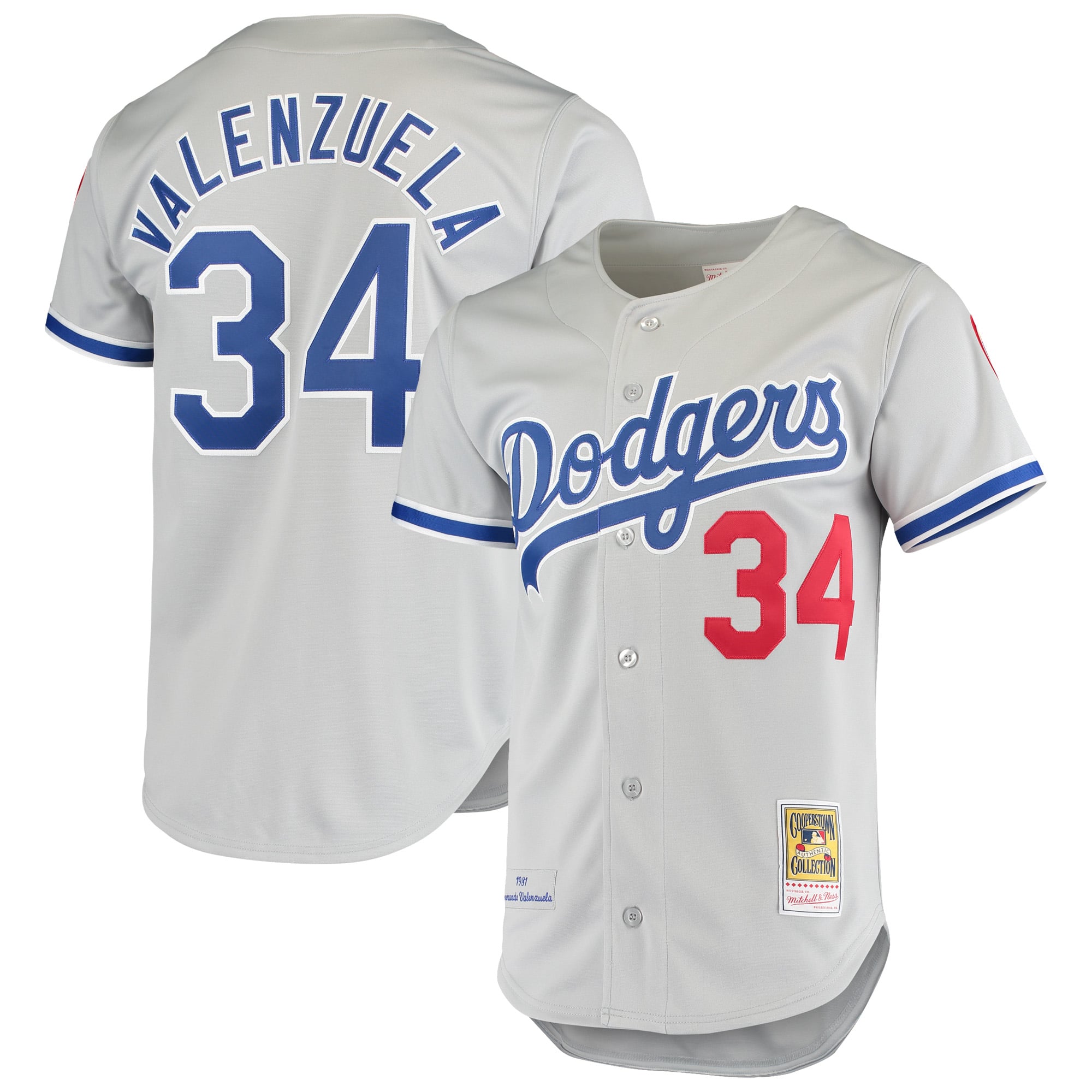 Men's Los Angeles Dodgers Fernando Valenzuela Mitchell & Ness Gray Road 1981 Cooperstown Collection Authentic Jersey - 2